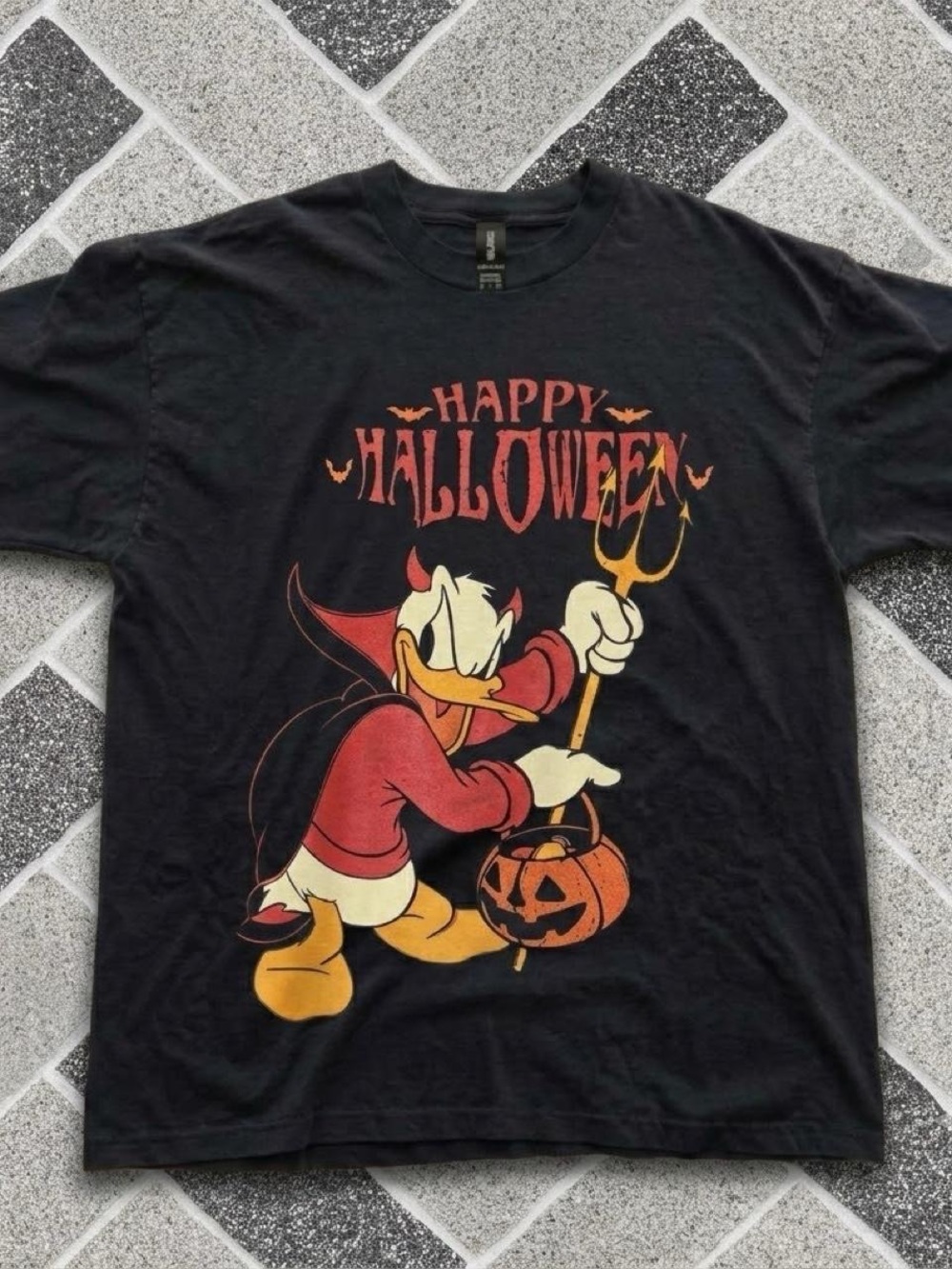 Gildan Black Tee with Donald Duck Halloween Graphic